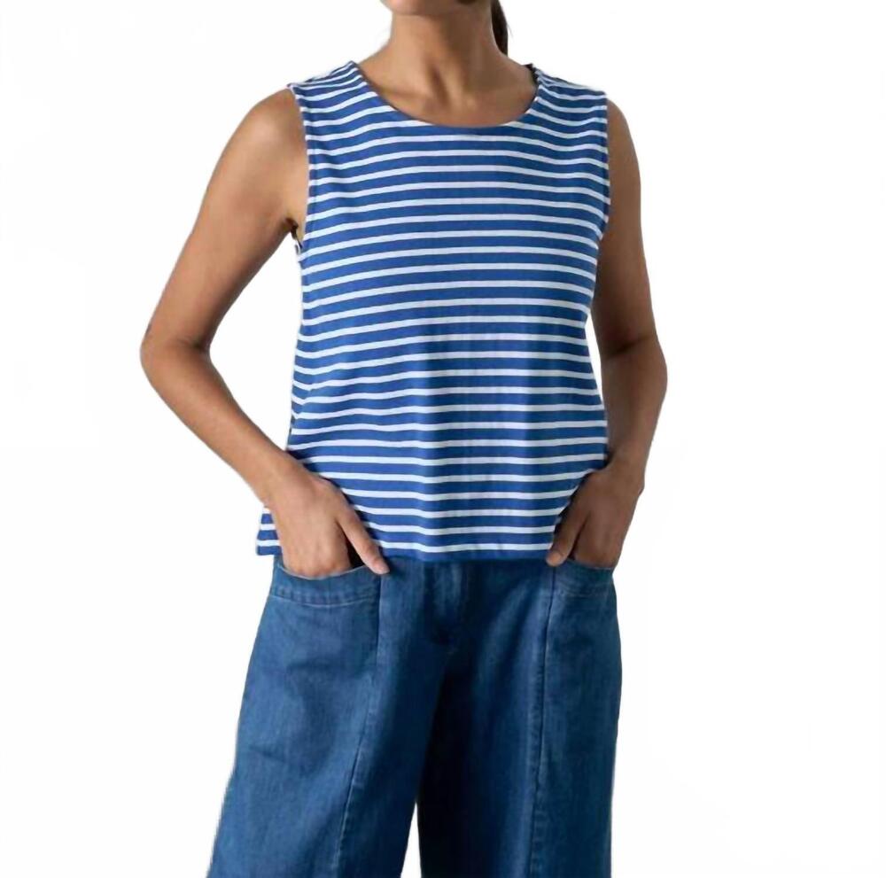 NEW BIBICO alma jersey top in medium blue stripe